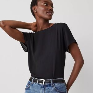 NWT Ann Taylor Mixed Media Crew Neck Tee